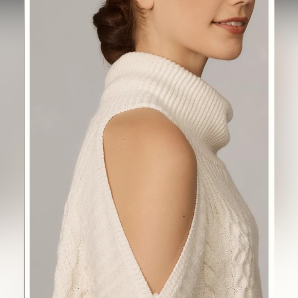 Anthropologie Cold Shoulder Cable Sweater, Size Small. - Picture 5 of 8